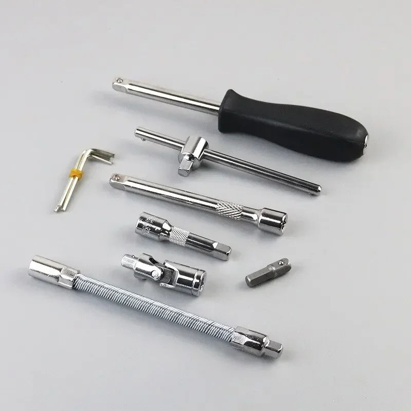 New 46-piece car repair tool kit 1/4 inch socket set car repair kit pry ratchet torque wrench combination car maintenance tools