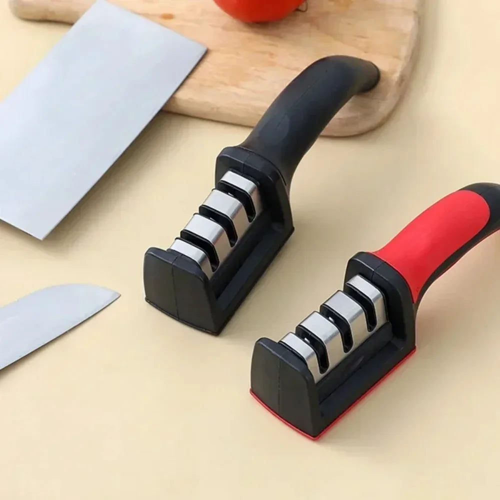 Quick Handheld Knife Sharpener Multi-function 4 Stages Type Sharpening Tool Stainless Steel Sharpening Stone for Kitchen