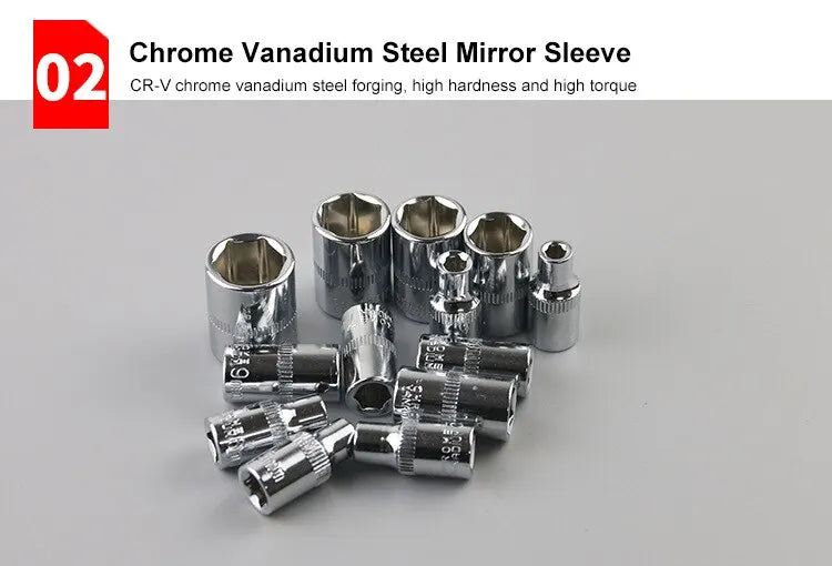 New 46-piece car repair tool kit 1/4 inch socket set car repair kit pry ratchet torque wrench combination car maintenance tools