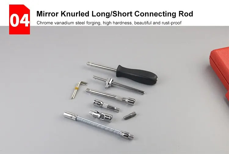 New 46-piece car repair tool kit 1/4 inch socket set car repair kit pry ratchet torque wrench combination car maintenance tools